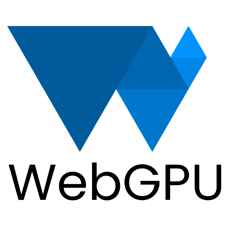 Il logo WebGPU è costituito da diversi triangoli blu che formano una &quot;W&quot; stilizzata.